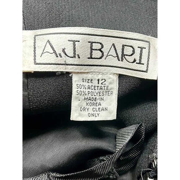 VINTAGE A.J. BARI BlK Wiggle Dress Detachable Oversized Bow‎ Sz 12 Made in Korea - Picture 4 of 10